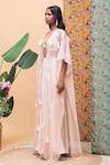 Buy_Rishi and Vibhuti_Pink Linen Embellished Tassel Cape Round Aurora And Pant Set _Online_at_Aza_Fashions