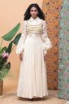 Buy_Rishi and Vibhuti_Ivory Moss Cotton Embroidery Tassel Cape Band Kellen Jute And Straight Pant Set _Online_at_Aza_Fashions