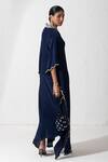 Buy_Rishi and Vibhuti_Blue Crepe Embroidered Zardozi V Neck Haya Neckline Kaftan _Online_at_Aza_Fashions