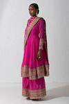 Rishi & Vibhuti_Pink Silk And Net Embroidery Zardozi & Ellinor Hem Anarkali Palazzo Set For Women_Online_at_Aza_Fashions