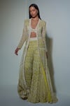 Buy_Ritika Mirchandani_Green Net Embroidered Long Jacket And Sharara Set_Online_at_Aza_Fashions
