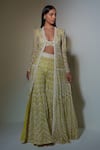Ritika Mirchandani_Green Net Embroidered Long Jacket And Sharara Set_at_Aza_Fashions