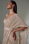 Buy_Ritika Mirchandani_Gold Net Embroidered Lehenga Saree With Blouse_Online_at_Aza_Fashions