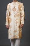 Balance by Rohit Bal_Ivory Chanderi Silk Printed Botanical Kurta Set _Online_at_Aza_Fashions