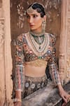 Buy_The Royaleum_Multi Color Blouse And Lehenga Upada Silk Printed Aztec V Neck Bridal Set 