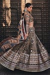 Shop_The Royaleum_Multi Color Blouse And Lehenga Upada Silk Printed Aztec V Neck Bridal Set _Online_at_Aza_Fashions