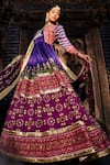 The Royaleum_Purple Anarkali- Upada Silk Printed Patola Colorblock With Dupatta  _Online_at_Aza_Fashions