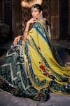 Buy_The Royaleum_Green Blouse And Lehenga Upada Silk Printed Patola Boat Bandhani Bridal Set _Online_at_Aza_Fashions