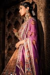 The Royaleum_Brown Anarkali- Upada Silk Printed Bandhani V Cut Out With Dupatta  _Online_at_Aza_Fashions