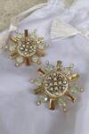 Bblingg_Gold Plated Crystals, Smocking Rubaina Kundan Stud Earrings _Online_at_Aza_Fashions