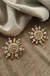Buy_Bblingg_Gold Plated Crystals, Smocking Rubaina Kundan Stud Earrings _Online_at_Aza_Fashions