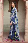 Ruhr India Blue Organza, Silk Velvet Floral Print, Gota And Bead Work V Neck Kaftan Online at Aza Fashions Ruhr India_Blue Organza, Silk Velvet Floral Print, Gota And Bead Work V Neck Kaftan _Online_at_Aza_Fashions