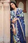 Buy Ruhr India Blue Organza, Silk Velvet Floral Print, Gota And Bead Work V Neck Kaftan Online at Aza Fashions Buy_Ruhr India_Blue Organza, Silk Velvet Floral Print, Gota And Bead Work V Neck Kaftan _Online_at_Aza_Fashions