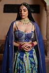 Buy Ruhr India Blue Organza, Silk, Lining Cotton Floral Print, Lehenga Set Online at Aza Fashions Buy_Ruhr India_Blue Organza, Silk, Lining Cotton Floral Print, Lehenga Set _Online_at_Aza_Fashions