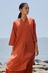 Shop_MATI_Orange 100% Cotton V Neck High Low Hem Tunic _Online_at_Aza_Fashions