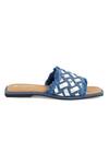 CRIMZON Blue Denim Embellished Square Toe Flats Online at Aza Fashions CRIMZON_Blue Denim Embellished Square Toe Flats_Online_at_Aza_Fashions