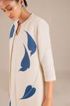 Shop_AMPM_Ivory Linen Betel Inner V Neck Motif Jacket And Pant Set _Online_at_Aza_Fashions