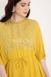 Buy_Bha Sha_Yellow Georgette Beads, Sequins Round Neck Saba Yoke Embroidered Kaftan _Online_at_Aza_Fashions