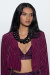 Shop_Nirmooha_Purple Crepe Embroidery Beads Notched Lapel Blazer _Online_at_Aza_Fashions