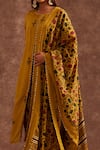 The Home Affair_Yellow Chiffon Gota Patti, Embroidery Round Neck Handblock Print Slit Kurta Set _Online_at_Aza_Fashions