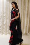 Buy_Archana Kochhar_Black Lycra Embroidered Swarovski V Cosmic Twirl Pre-stitched Saree With Blouse _Online_at_Aza_Fashions