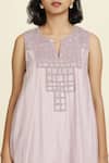 Buy_Oshi By Shikha_Purple Chanderi, , Organza, Muslin Embroidery Neckline Anarkali Set _Online_at_Aza_Fashions