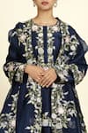 Buy_Oshi By Shikha_Blue Chanderi , Organza, Crepe Embroidery Round Floral Sharara Set _Online_at_Aza_Fashions