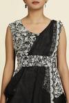 Buy_Oshi By Shikha_Black Embroidery Pearl Leaf Neck Waistcoat Palazzo Set _Online_at_Aza_Fashions