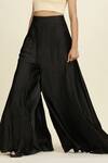 Shop_Oshi By Shikha_Black Embroidery Pearl Leaf Neck Waistcoat Palazzo Set _Online_at_Aza_Fashions