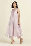 Oshi By Shikha_Purple Chanderi, , Organza, Muslin Embroidery Neckline Anarkali Set _at_Aza_Fashions