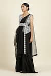 Buy_Oshi By Shikha_Black Embroidery Pearl Leaf Neck Waistcoat Palazzo Set 