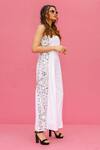 Buy_Label Shristi Chetani_White Cotton Square Neck Side Floral Print Panel Jumpsuit _Online_at_Aza_Fashions