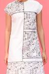 LABEL SHRISTI CHETANI_White Cotton Print Abstract Round Neck Short Dress _Online_at_Aza_Fashions