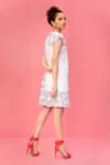 Buy_LABEL SHRISTI CHETANI_White Cotton Print Abstract Round Neck Short Dress _Online_at_Aza_Fashions