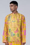 Siddhartha Bansal_Yellow Silk Embroidery Hamsa Print Dupion Bundi _Online_at_Aza_Fashions