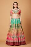 Siddhartha Bansal_Green Dupion Embroidered Ombre Effect Paisley Bridal Lehenga Set  _Online_at_Aza_Fashions