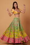 Buy_Siddhartha Bansal_Yellow Dupion Ombre Effect Sequin Floweret Bridal Lehenga Set  _Online_at_Aza_Fashions