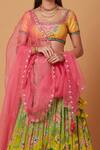 Shop_Siddhartha Bansal_Yellow Dupion Ombre Effect Sequin Floweret Bridal Lehenga Set  _Online_at_Aza_Fashions