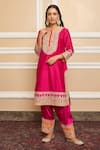 Sheetal Batra_Pink Kurta  Pure Silk Chanderi Embroidered Gota Applique Kashmiri Tilla Set _Online_at_Aza_Fashions