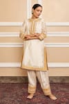 Sheetal Batra Ivory Dupatta Organza, Kurta Pure Chanderi, Embroidered Set Online at Aza Fashions Sheetal Batra_Ivory Dupatta Organza, Kurta Pure Chanderi, Embroidered Set_Online_at_Aza_Fashions