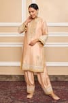 Buy_Sheetal Batra_Pink Kurta  Pure Silk Chanderi Embroidered Gota Applique Band A-line Set _Online_at_Aza_Fashions