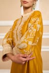 Buy_Sheetal Batra_Yellow Kurta  Pure Silk Chanderi Embroidered Gota Applique Kashmiri Tilla Set _Online_at_Aza_Fashions