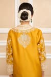 Shop_Sheetal Batra_Yellow Kurta  Pure Silk Chanderi Embroidered Gota Applique Kashmiri Tilla Set _Online_at_Aza_Fashions