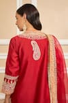 Shop_Sheetal Batra_Red Dupatta  Organza, Kurta  Pure Chanderi, Salwar Embroidered Set _Online_at_Aza_Fashions