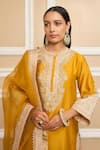 Sheetal Batra_Yellow Kurta  Pure Silk Chanderi Embroidered Gota Kashmiri Tilla A-line Set _at_Aza_Fashions