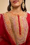Sheetal Batra_Red Dupatta  Organza, Kurta  Pure Chanderi, Salwar Embroidered Set _at_Aza_Fashions