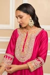 Sheetal Batra_Pink Kurta  Pure Silk Chanderi Embroidered Gota Applique Kashmiri Tilla Set _at_Aza_Fashions