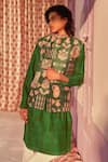 Buy_Siddhartha Bansal_Green Dupion Printed Hamsa Bundi  _Online_at_Aza_Fashions