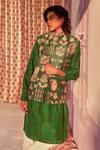 Shop_Siddhartha Bansal_Green Chanderi Printed Floral Paisley And Kurta Set  _Online_at_Aza_Fashions
