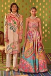 Shop_Siddhartha Bansal_Multi Color Silk Taffeta Embroidered 3d Straight Bandeau Gown _Online_at_Aza_Fashions